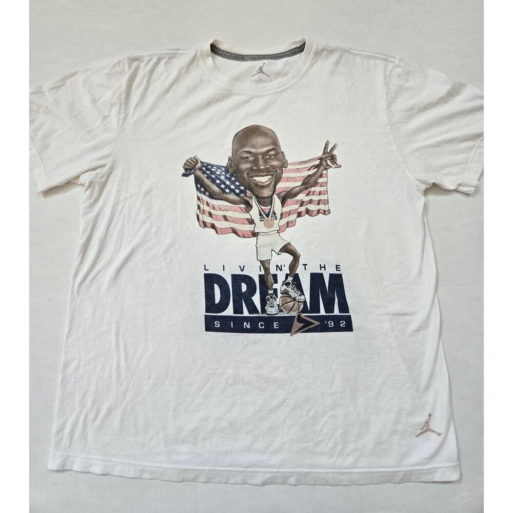 Vintage Nike Jordan Livin The Dream T Shirt Mens Large White USA Graphic